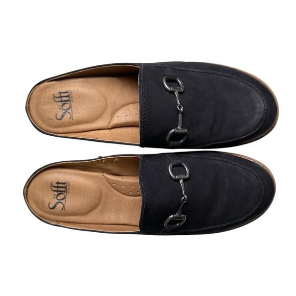 Söfft Naoko 9M Navy Blue Flat Leather Loafer Mule Slides - Picture 4 of 7